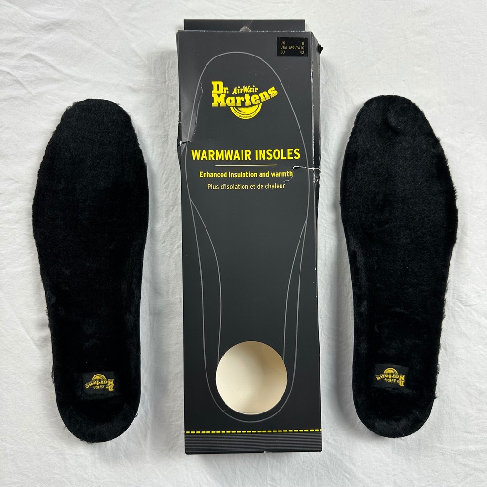 NEW Dr. Martens WarmWair Insoles‎ Black Faux Fur Insulated Men 9 Women 10